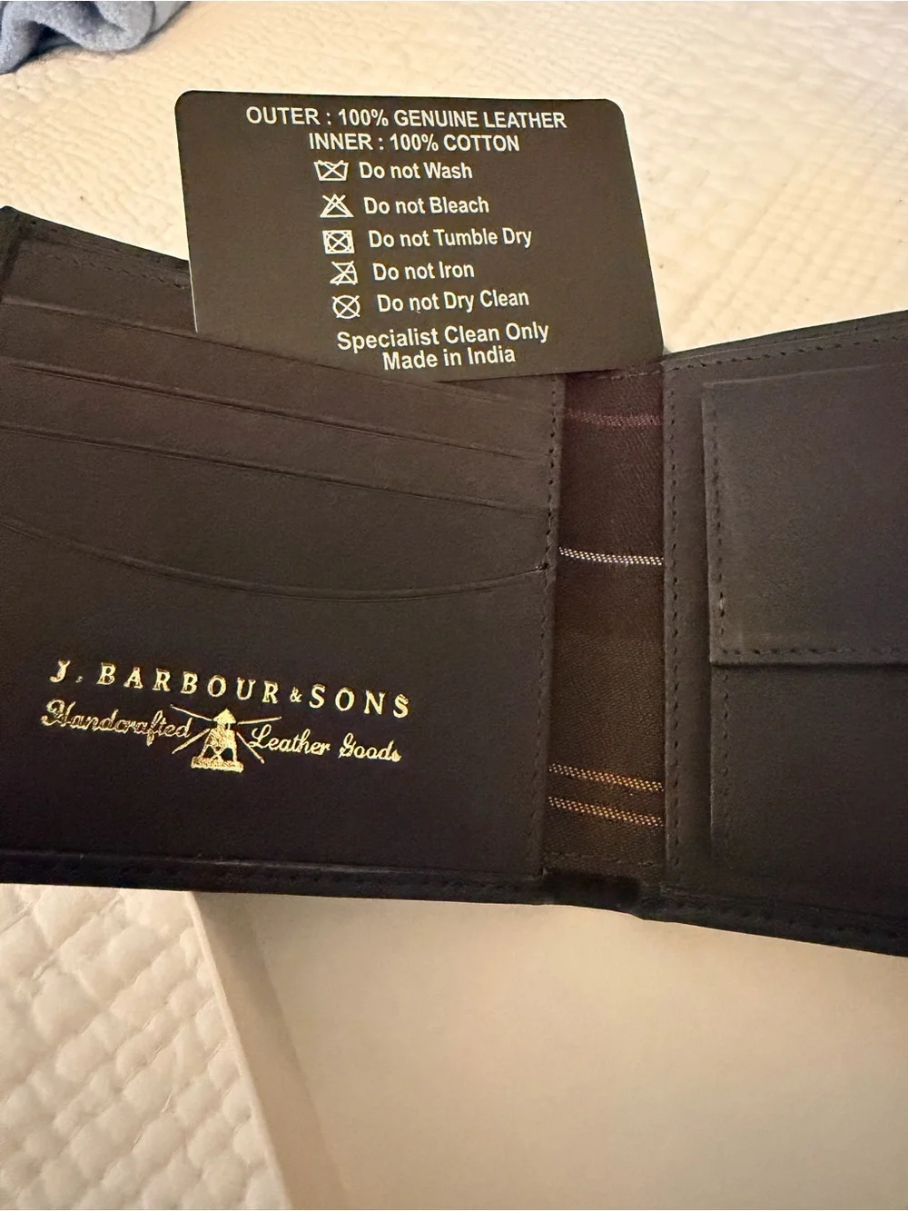 New Barbour Black Leather Billfold Wallet in Giftbox